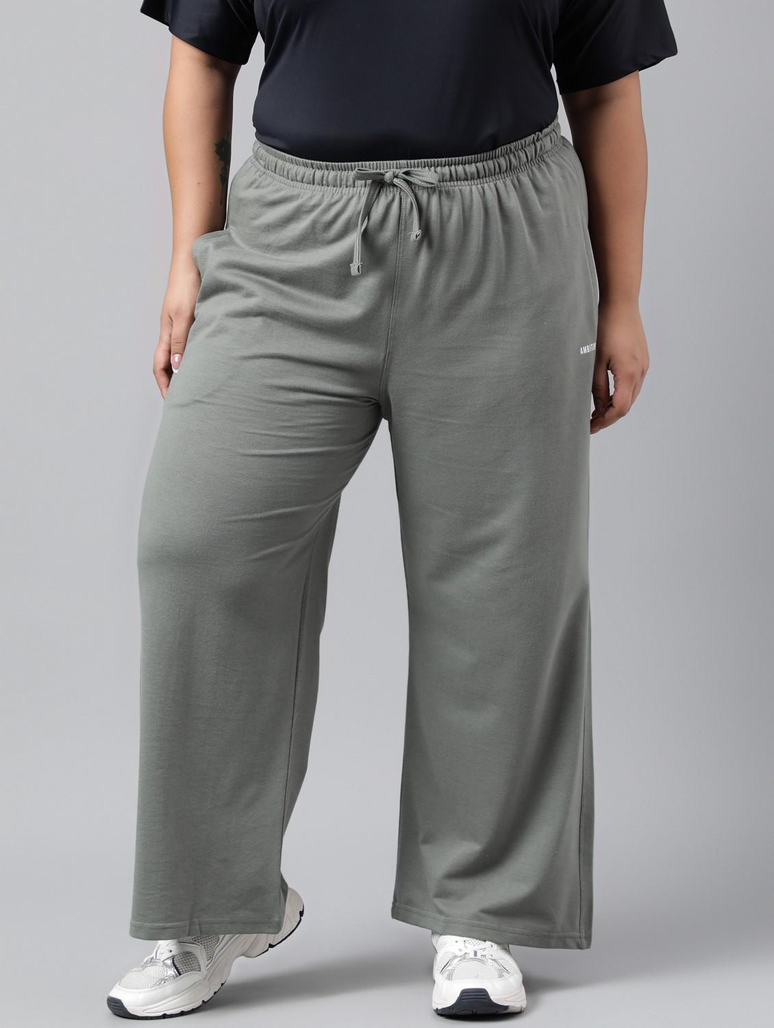 women plus size solid mid rise track pant