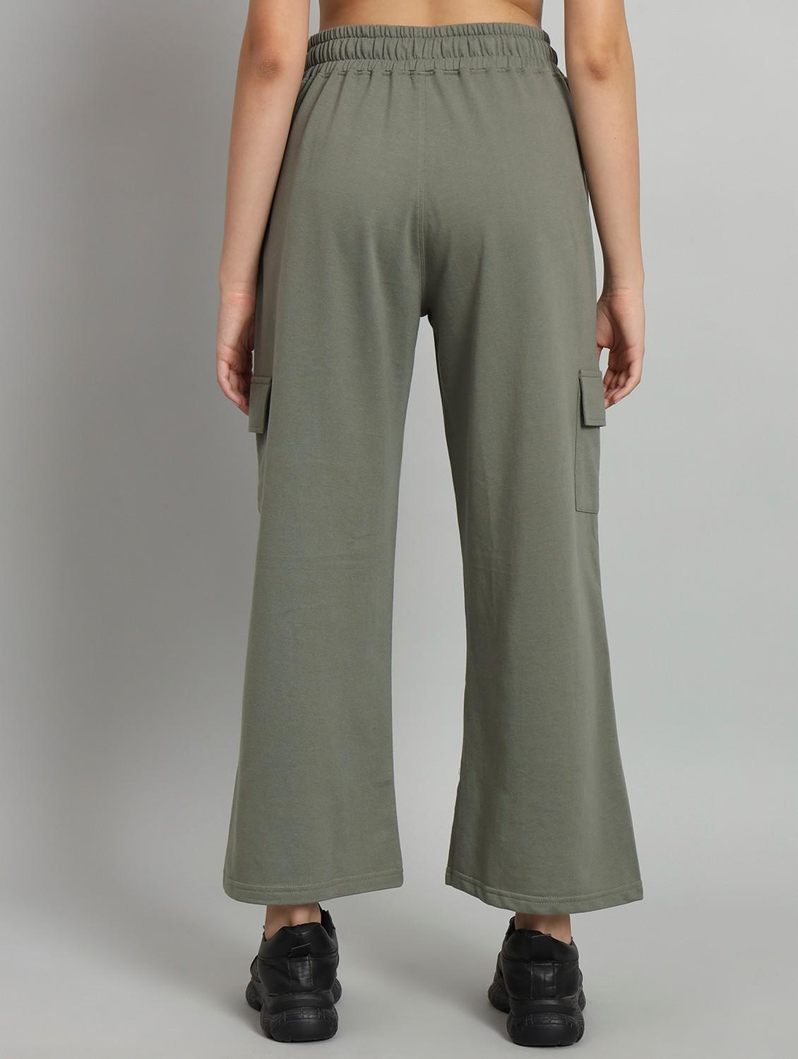 women solid relaxed fit mid rise cargo - 21762248 - Standard Image - 1