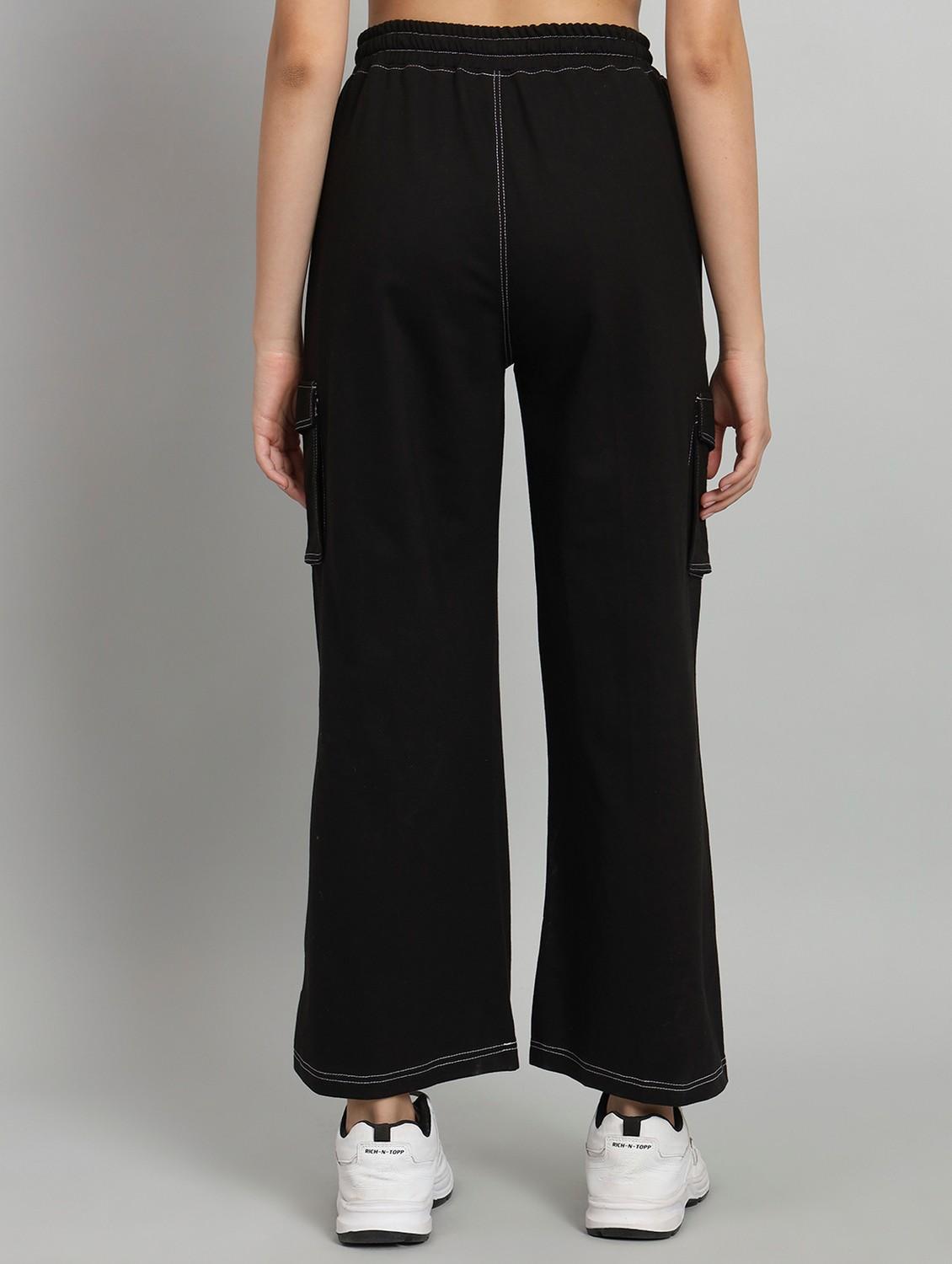women solid relaxed fit mid rise cargo - 21762252 - Standard Image - 1