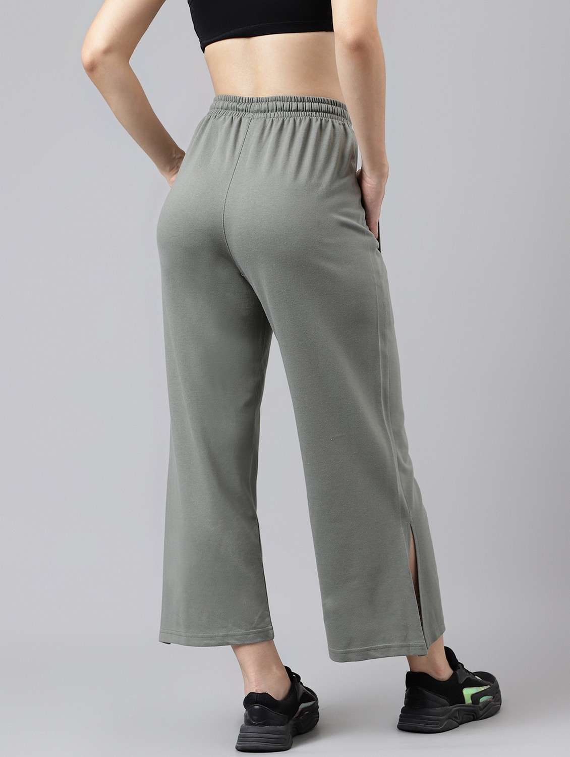 women solid mid rise track pant - 21762264 -  Standard Image - 1