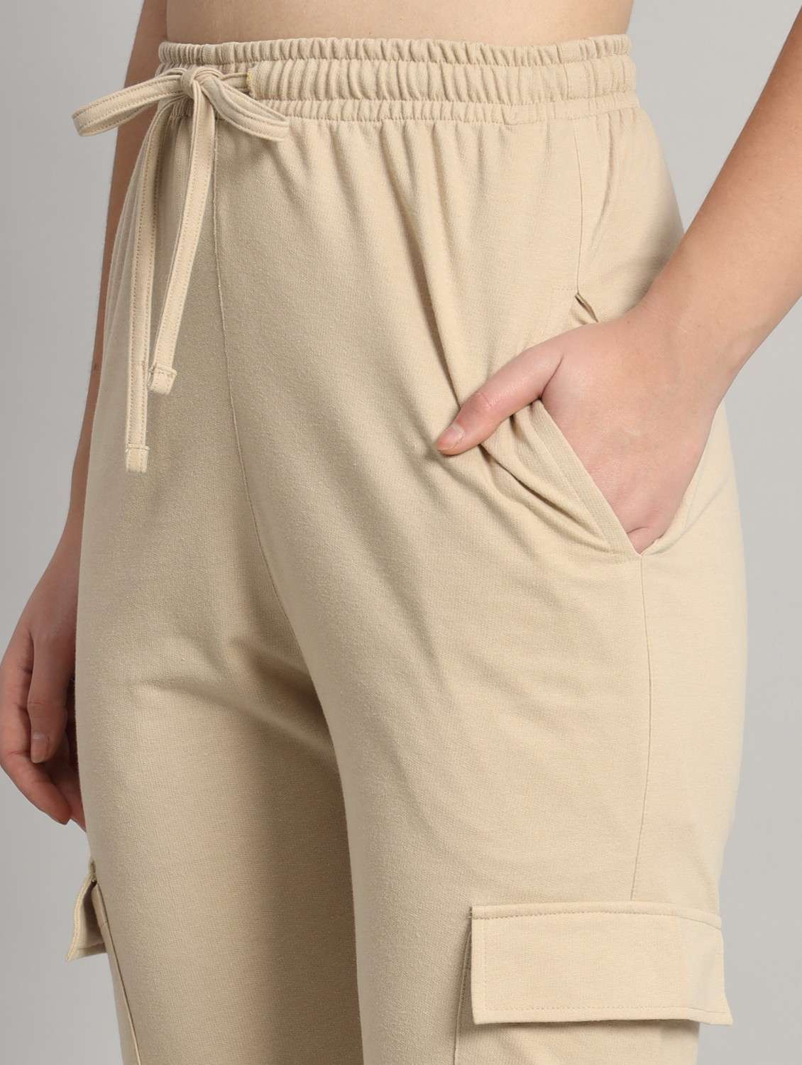 women solid mid rise cargo - 21762285 -  Standard Image - 4