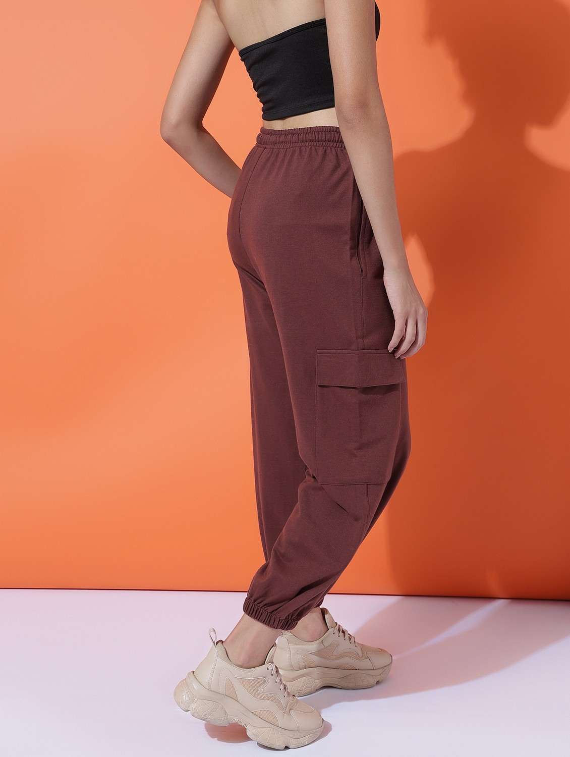 women solid mid rise cargo - 21762289 -  Standard Image - 1