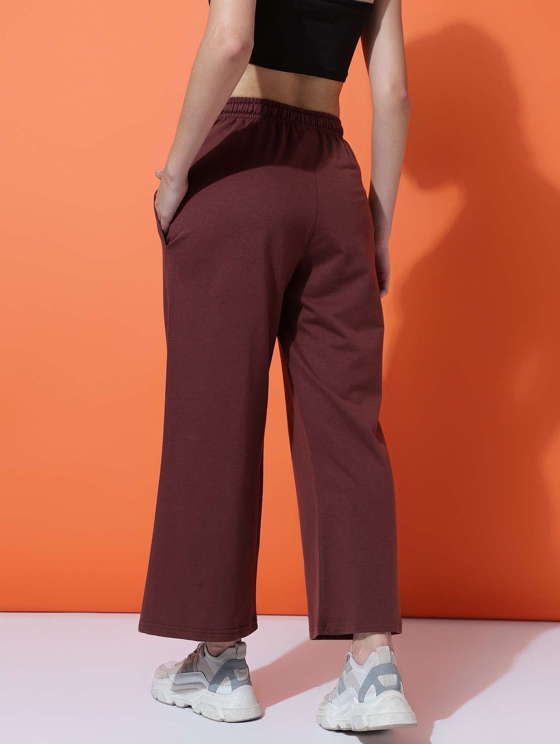 women solid mid rise track pant - 21762291 -  Standard Image - 1