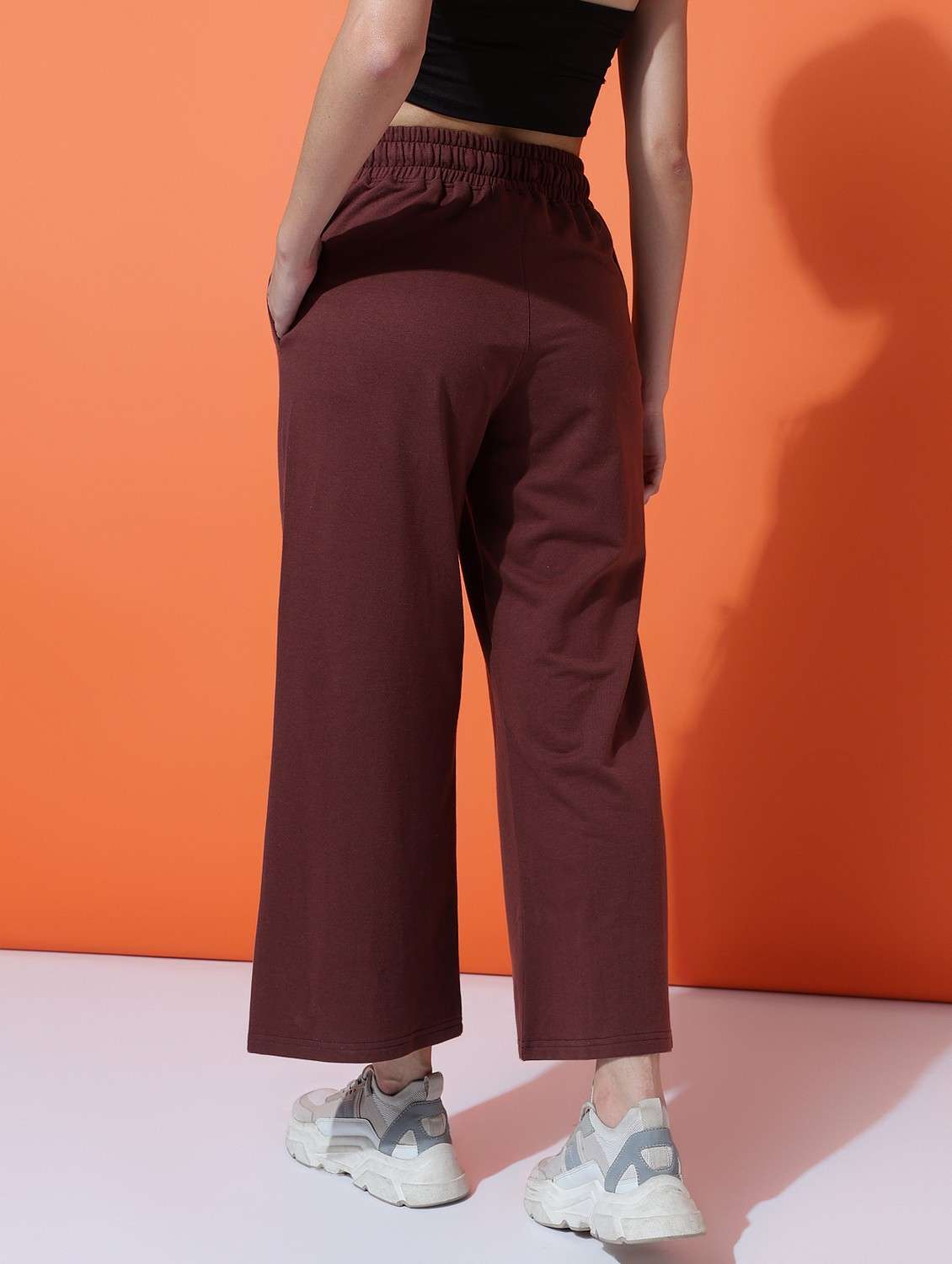 women solid mid rise track pant - 21762302 -  Standard Image - 1