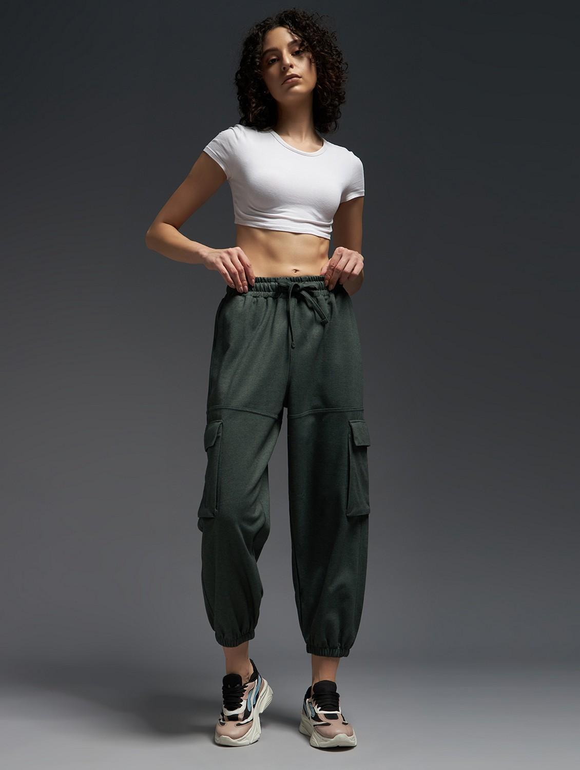 women solid mid rise cargo - 21762329 - Standard Image - 4
