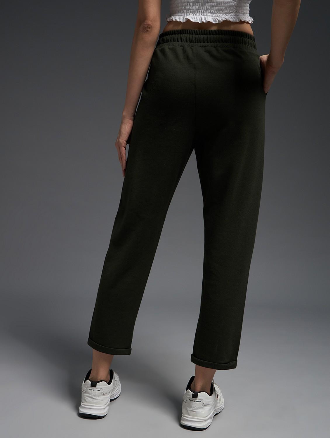 women solid mid rise track pant - 21762344 -  Standard Image - 1