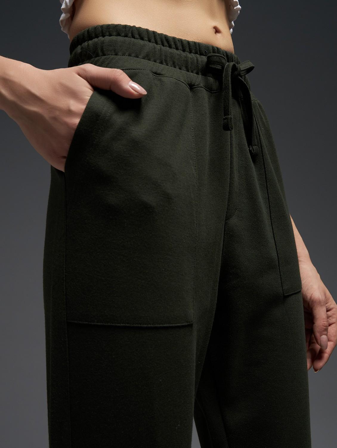 women solid mid rise track pant - 21762344 - Standard Image - 4