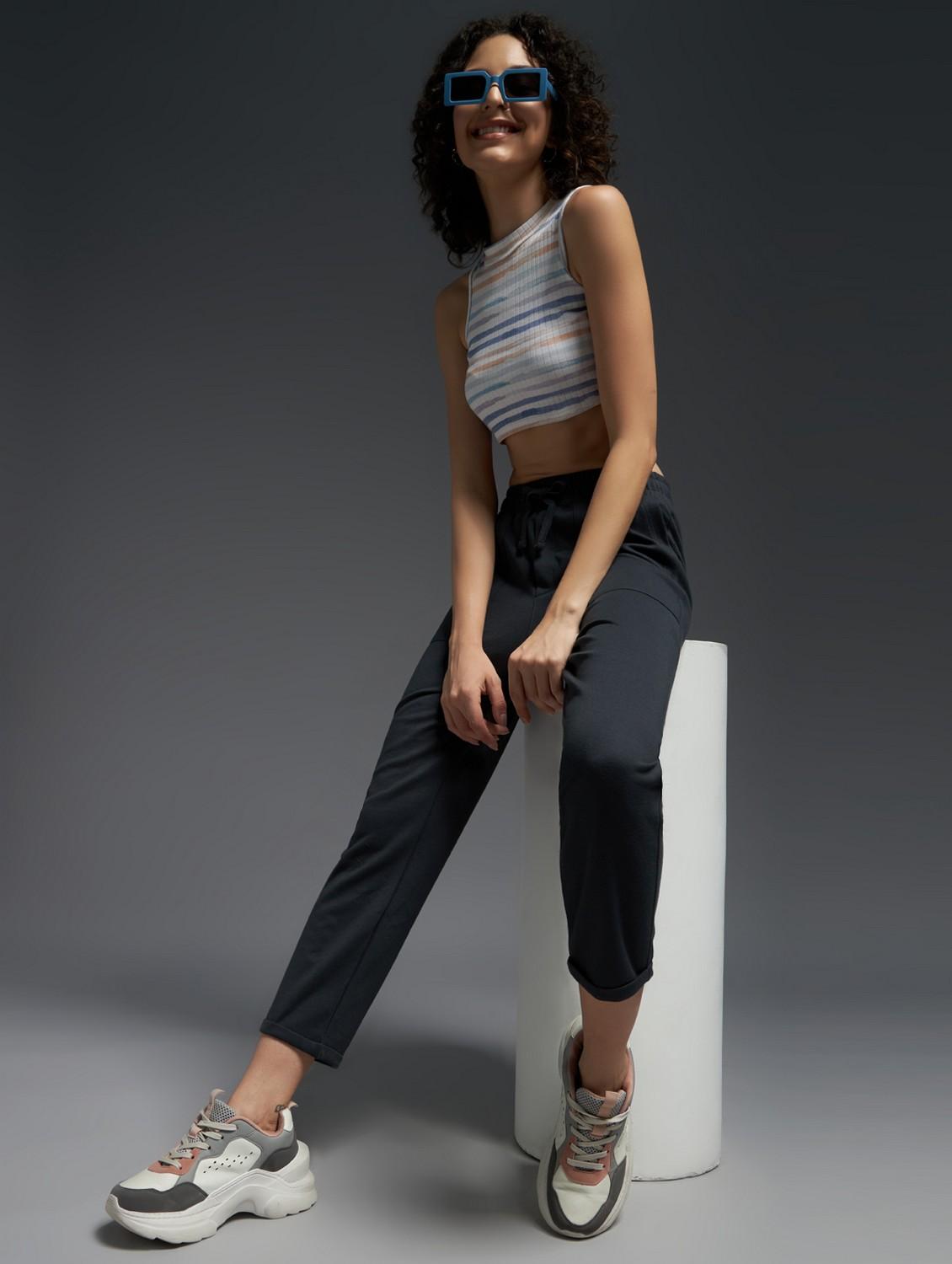 women solid mid rise track pant - 21762346 -  Standard Image - 1