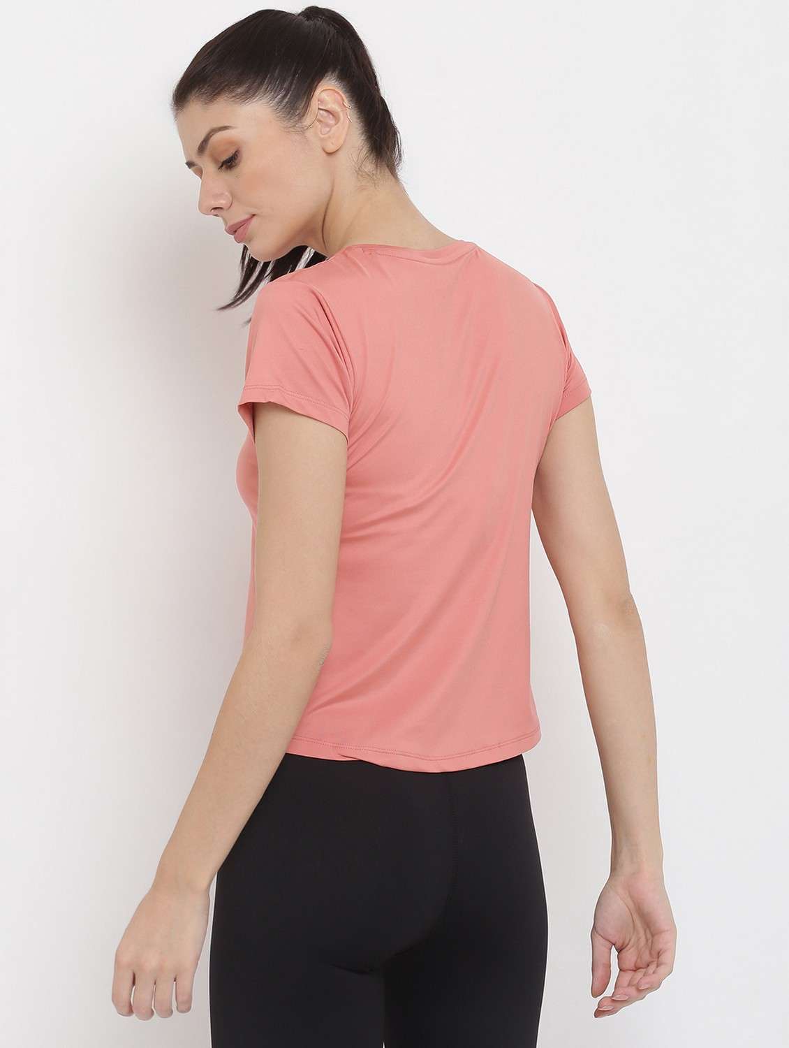 women solid round neck short sleeves t-shirt - 21762366 - Standard Image - 1
