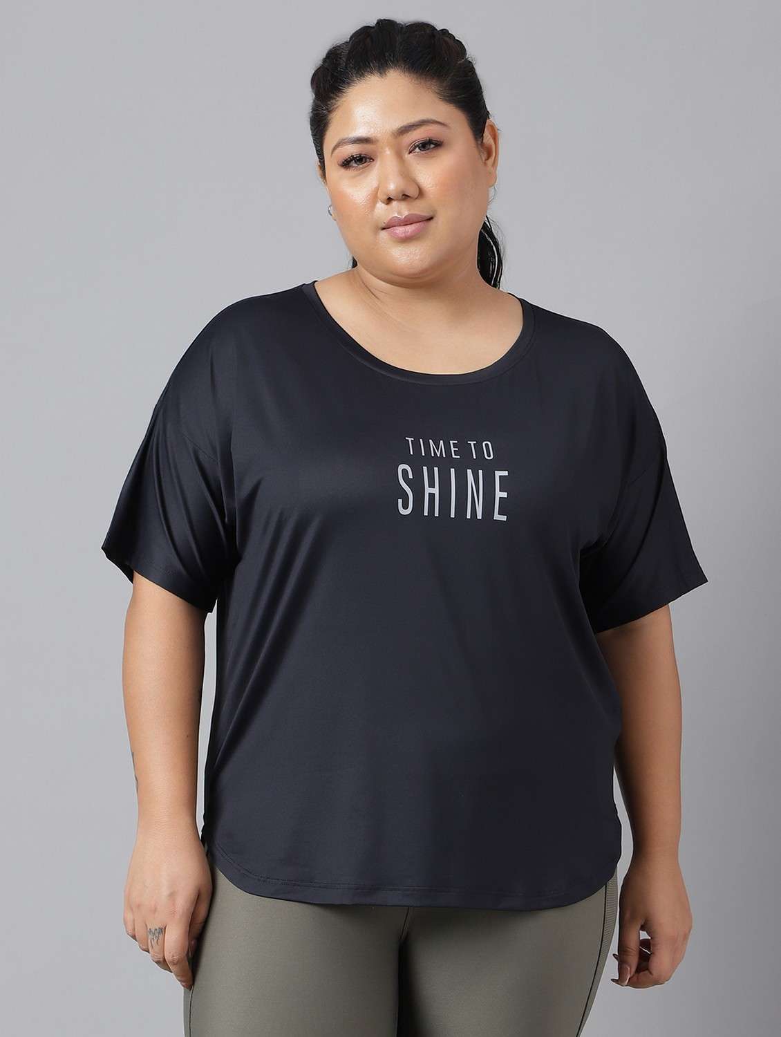 women plus size printed dri-fit sports t-shirt