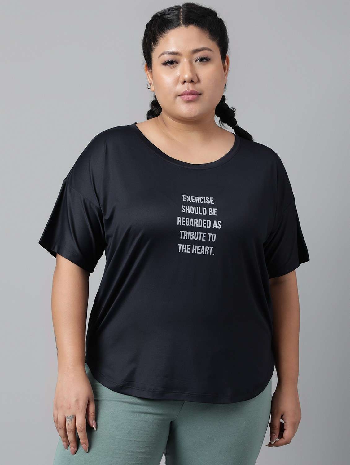 women plus size printed dri-fit sports t-shirt