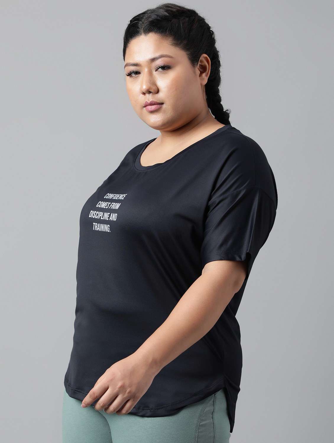 women black typographic round neck t-shirt - 21762443 -  Standard Image - 1