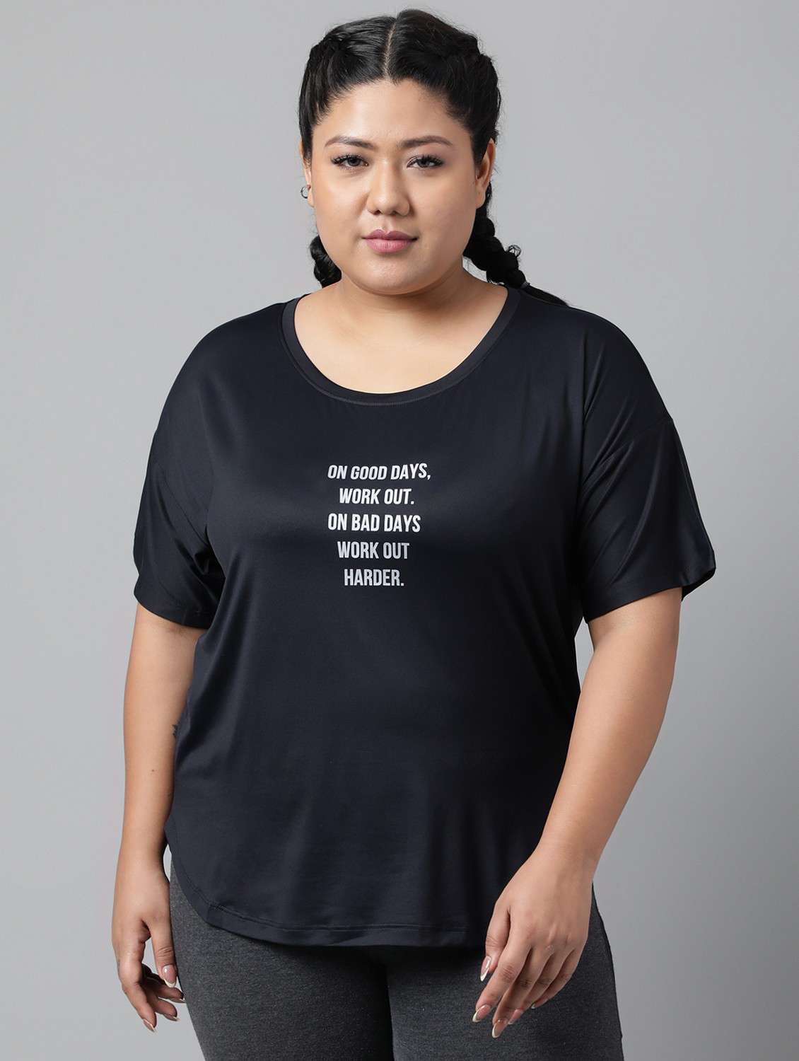 women plus size printed dri-fit sports t-shirt