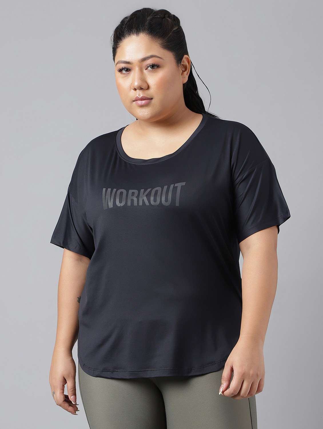 women plus size printed dri-fit sports t-shirt