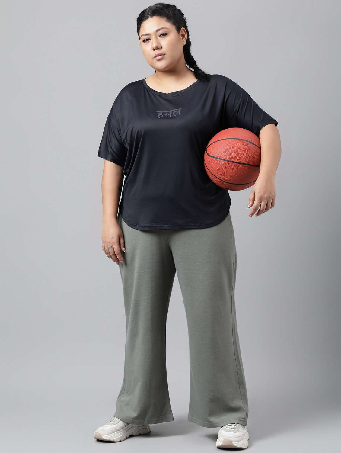 women black typographic round neck t-shirt - 21762459 -  Standard Image - 4