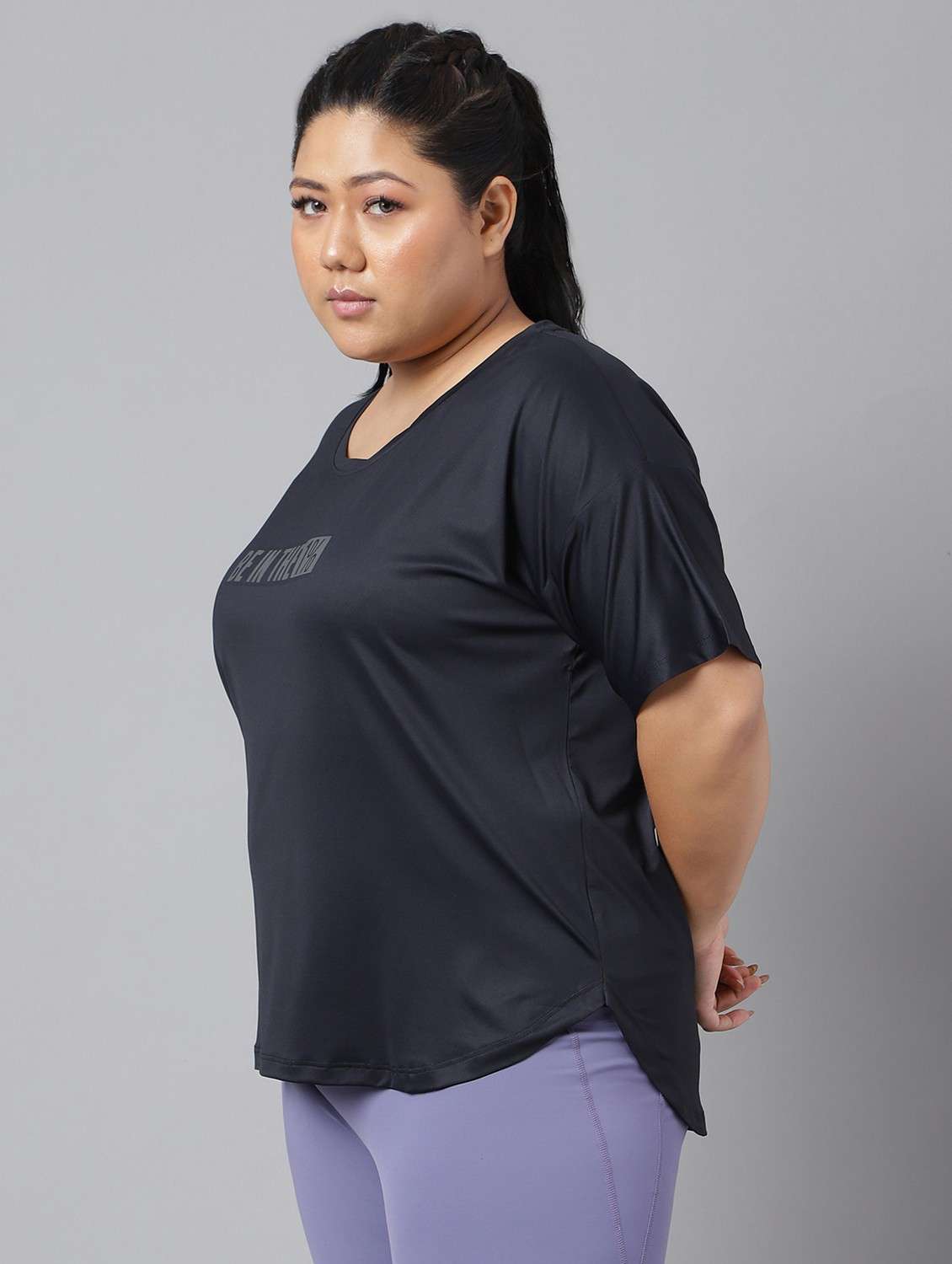 women black typographic round neck t-shirt - 21762460 -  Standard Image - 1