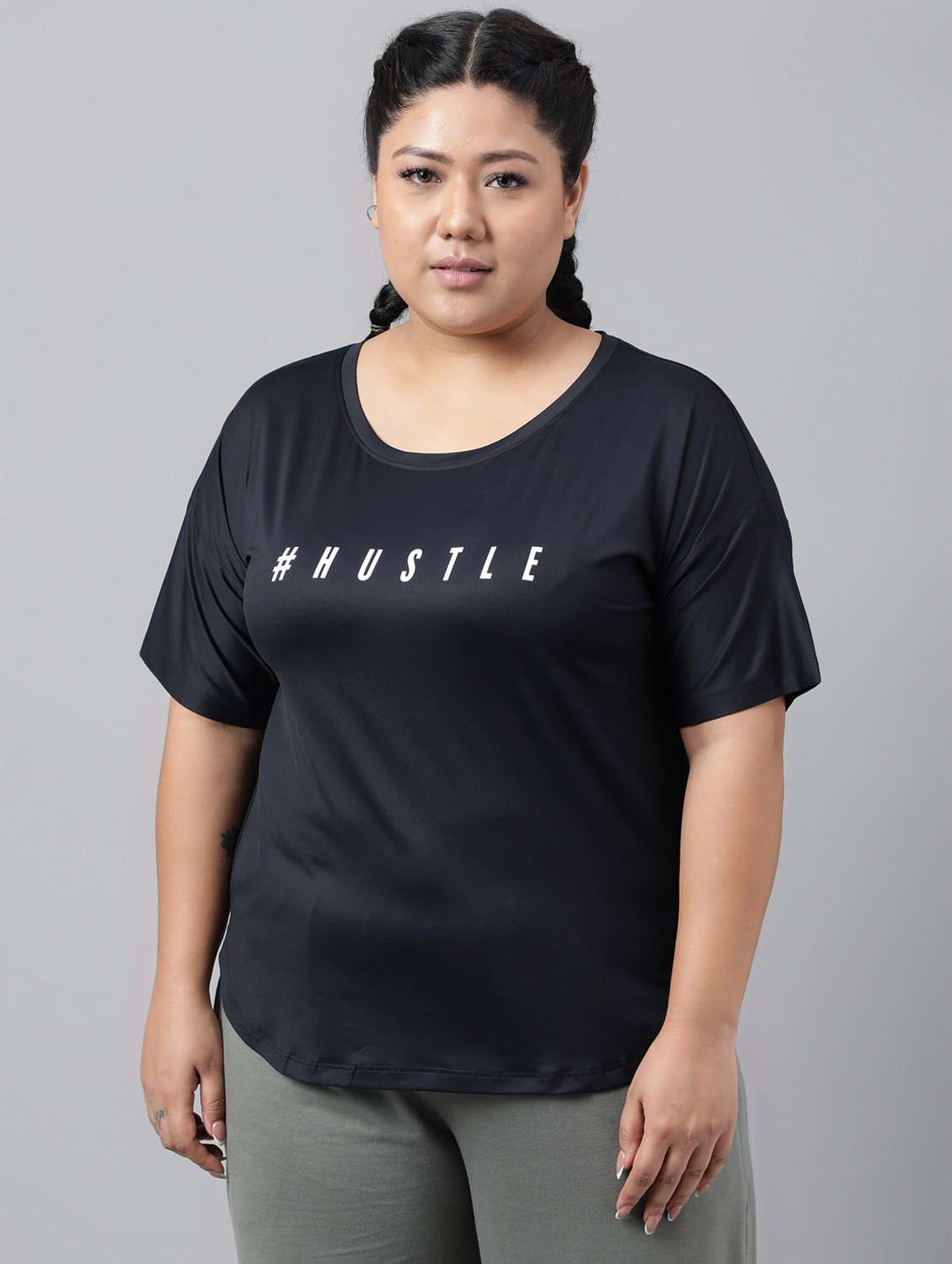 women plus size printed dri-fit sports t-shirt