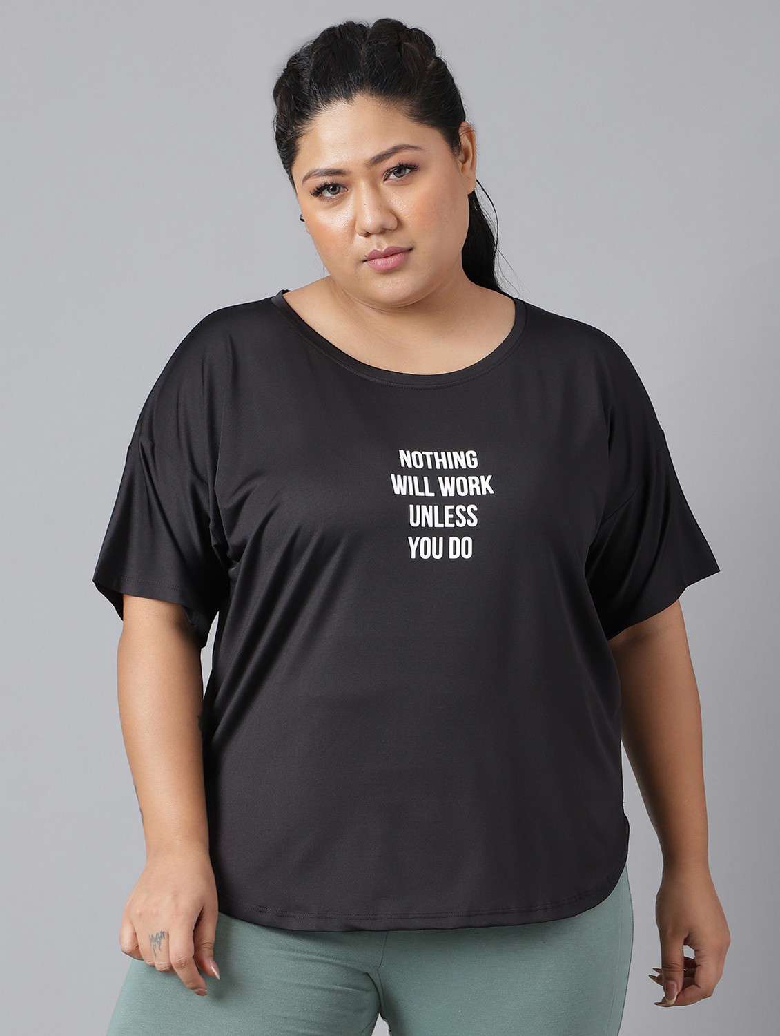 women plus size printed dri-fit sports t-shirt