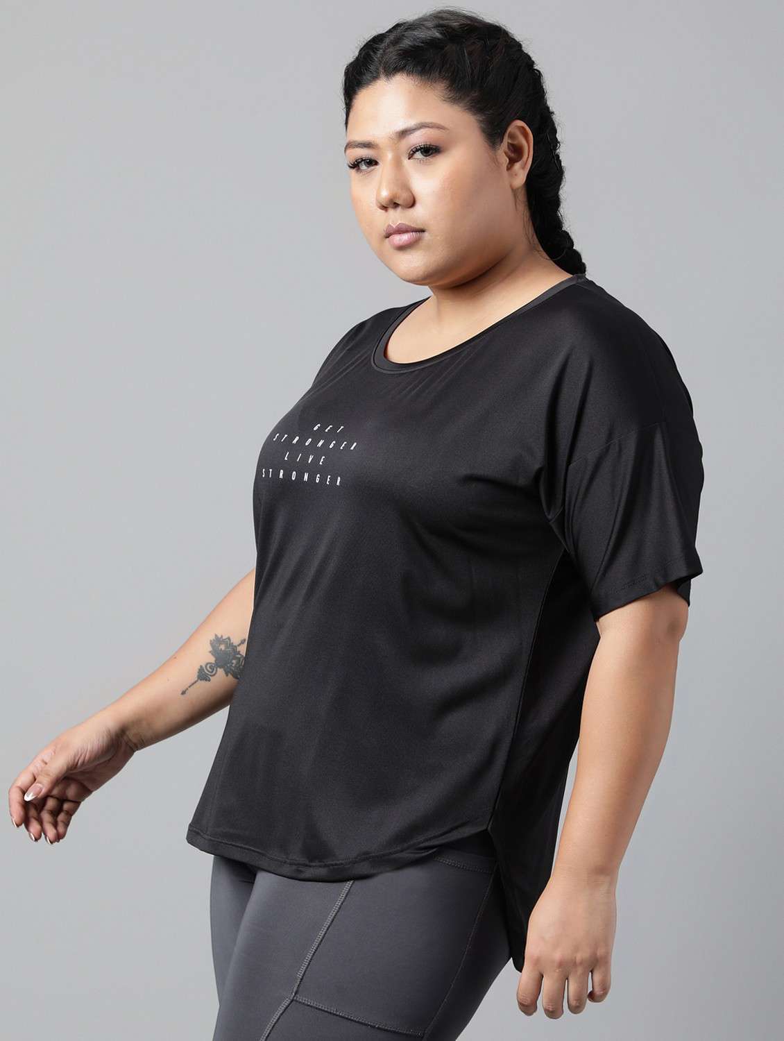 women black typographic round neck t-shirt - 21762489 - Standard Image - 1