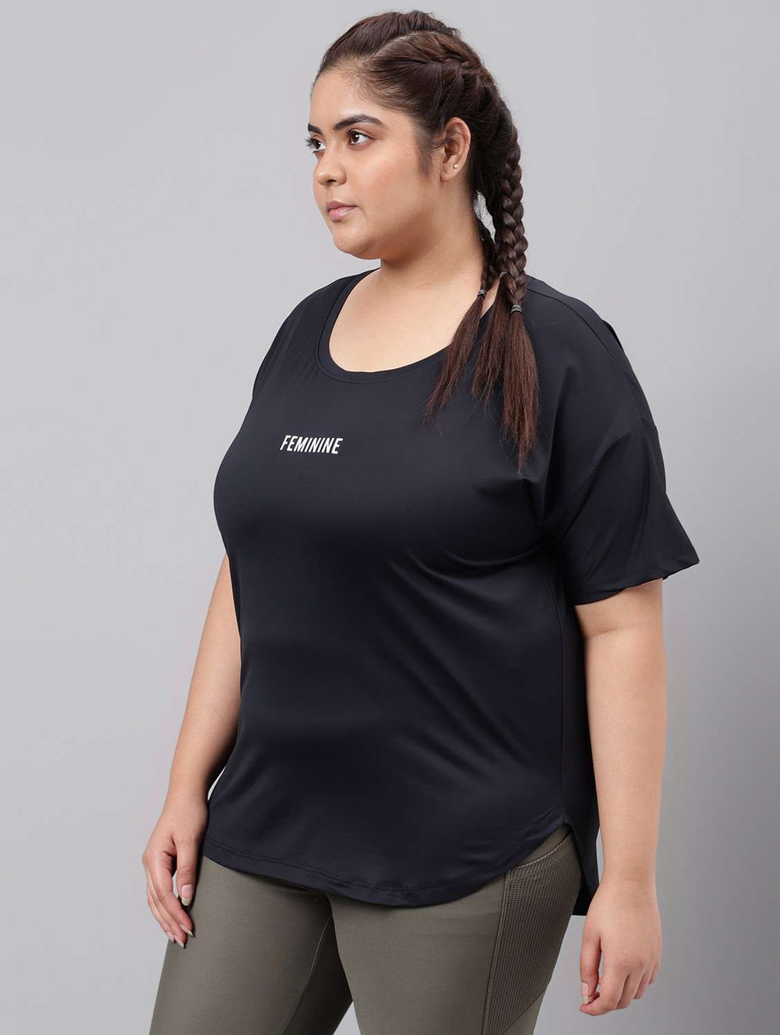women black typographic round neck t-shirt - 21762503 -  Standard Image - 1