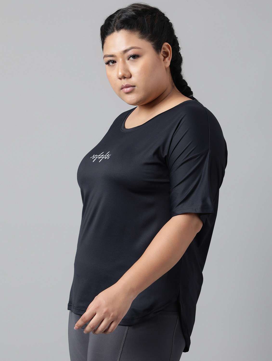 women black typographic round neck t-shirt - 21762519 - Standard Image - 1