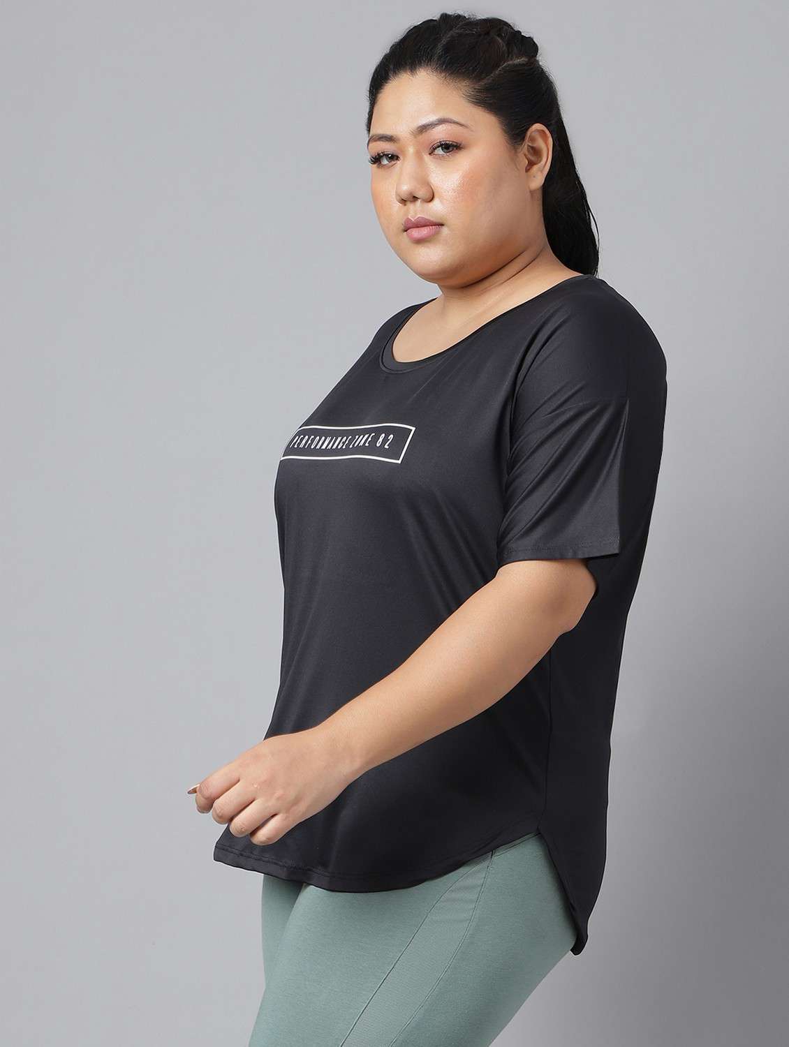 women black typographic round neck t-shirt - 21762520 -  Standard Image - 1