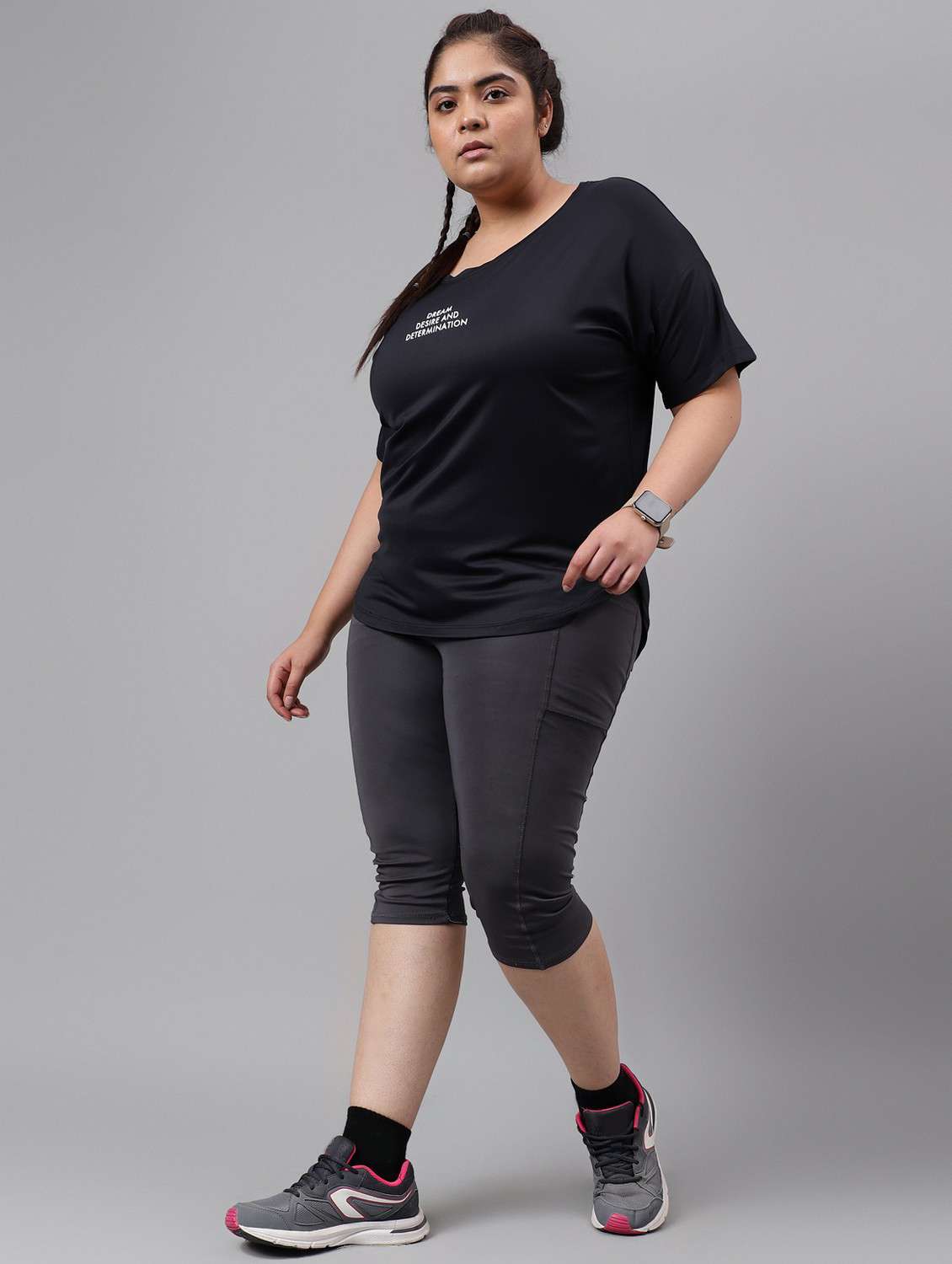 women black typographic round neck t-shirt - 21762523 -  Standard Image - 4