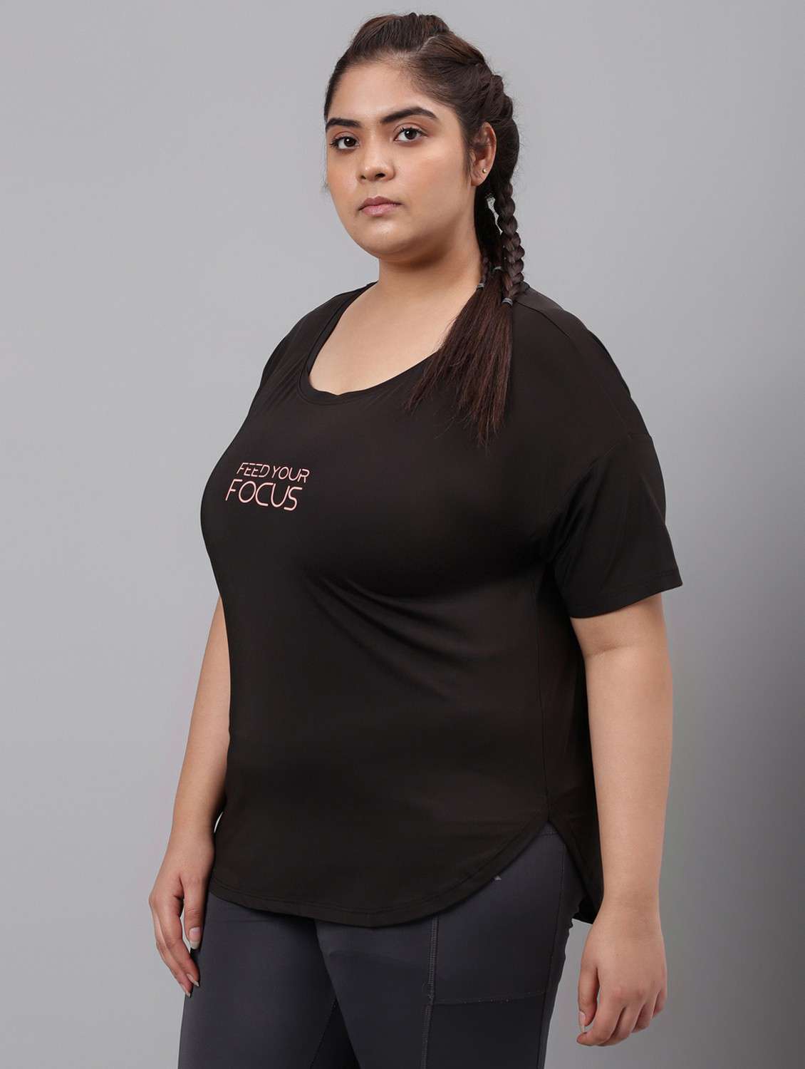 women black typographic round neck t-shirt - 21762552 -  Standard Image - 1