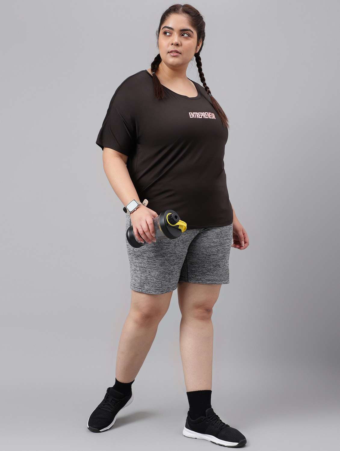 women black typographic round neck t-shirt - 21762555 -  Standard Image - 4