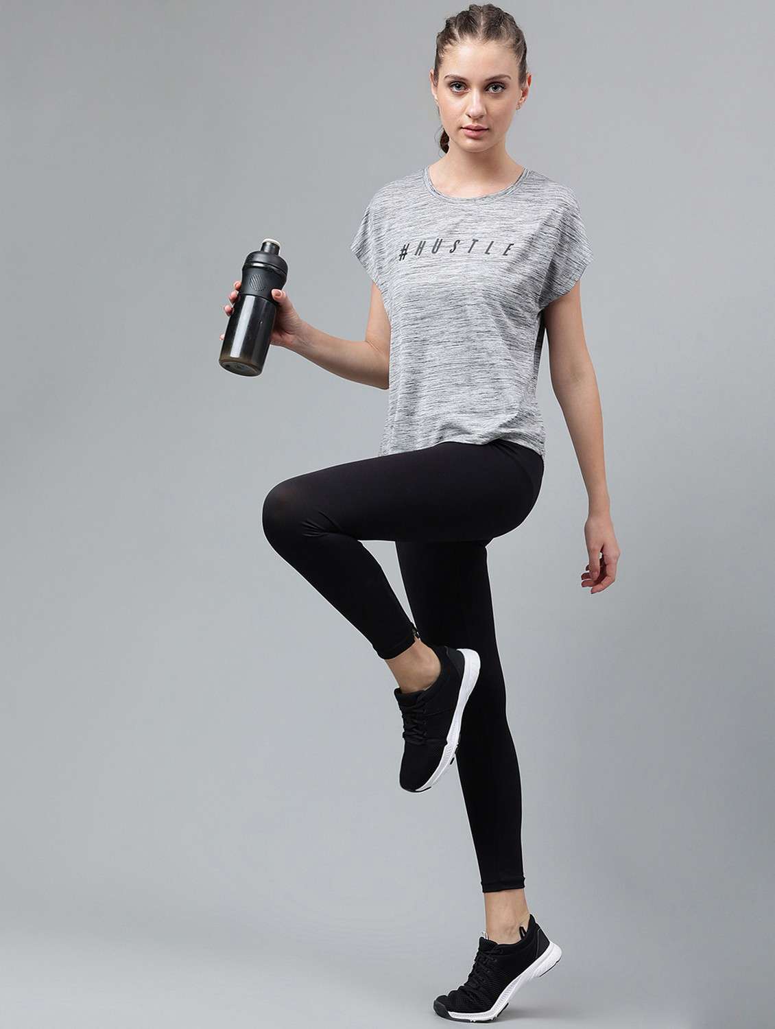 women grey typographic round neck t-shirt - 21762577 - Standard Image - 4