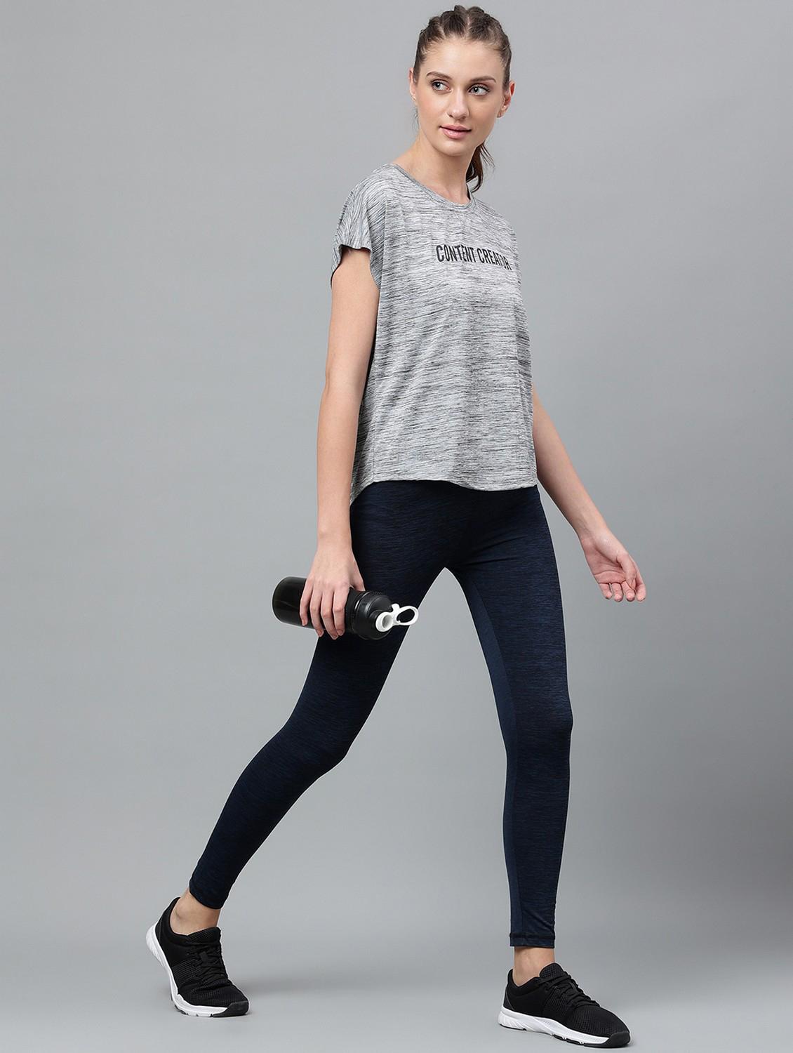 women grey typographic round neck t-shirt - 21762582 - Standard Image - 4
