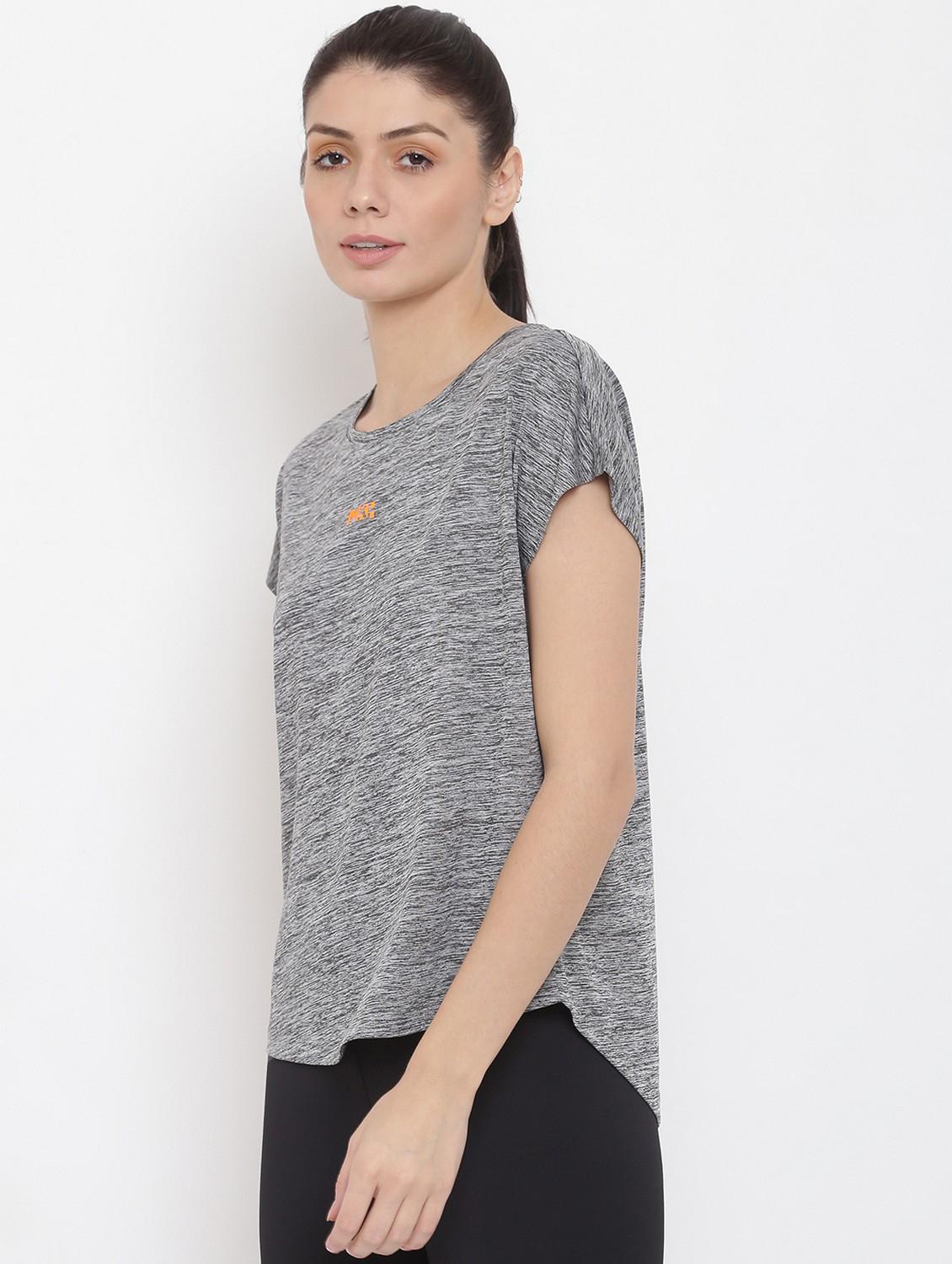 women grey typographic round neck t-shirt - 21762583 - Standard Image - 1