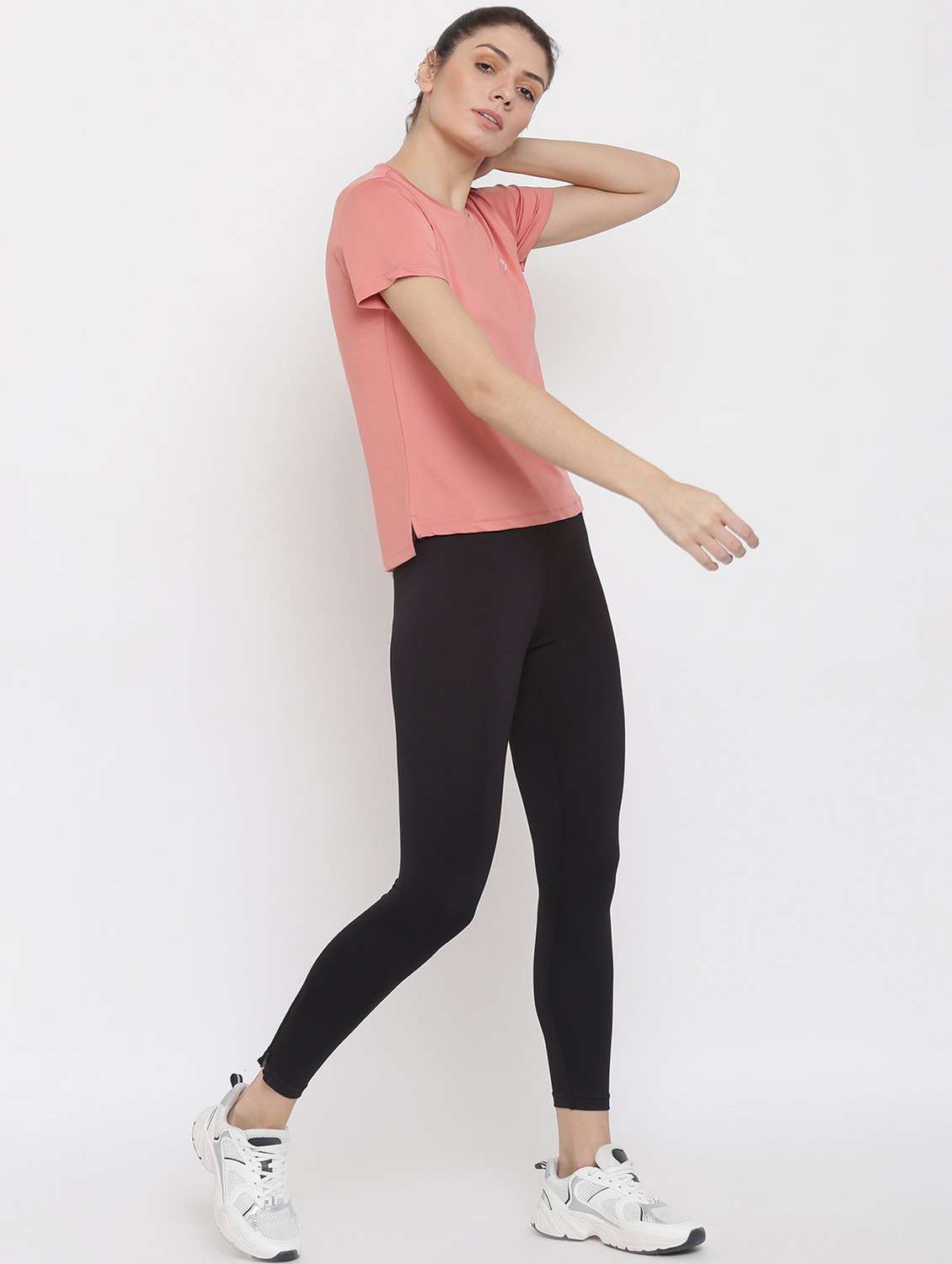 women pink solid round neck t-shirt - 21762584 - Standard Image - 4