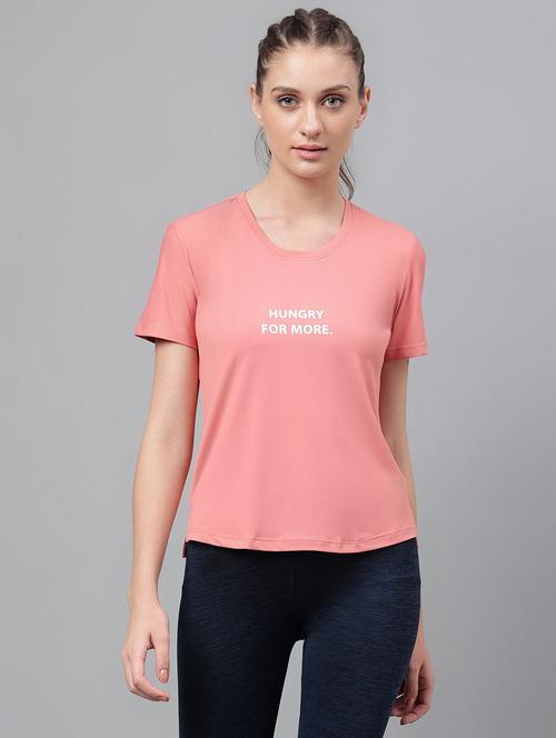 women pink typographic round neck t-shirt - 21762587 -  Standard Image - 0
