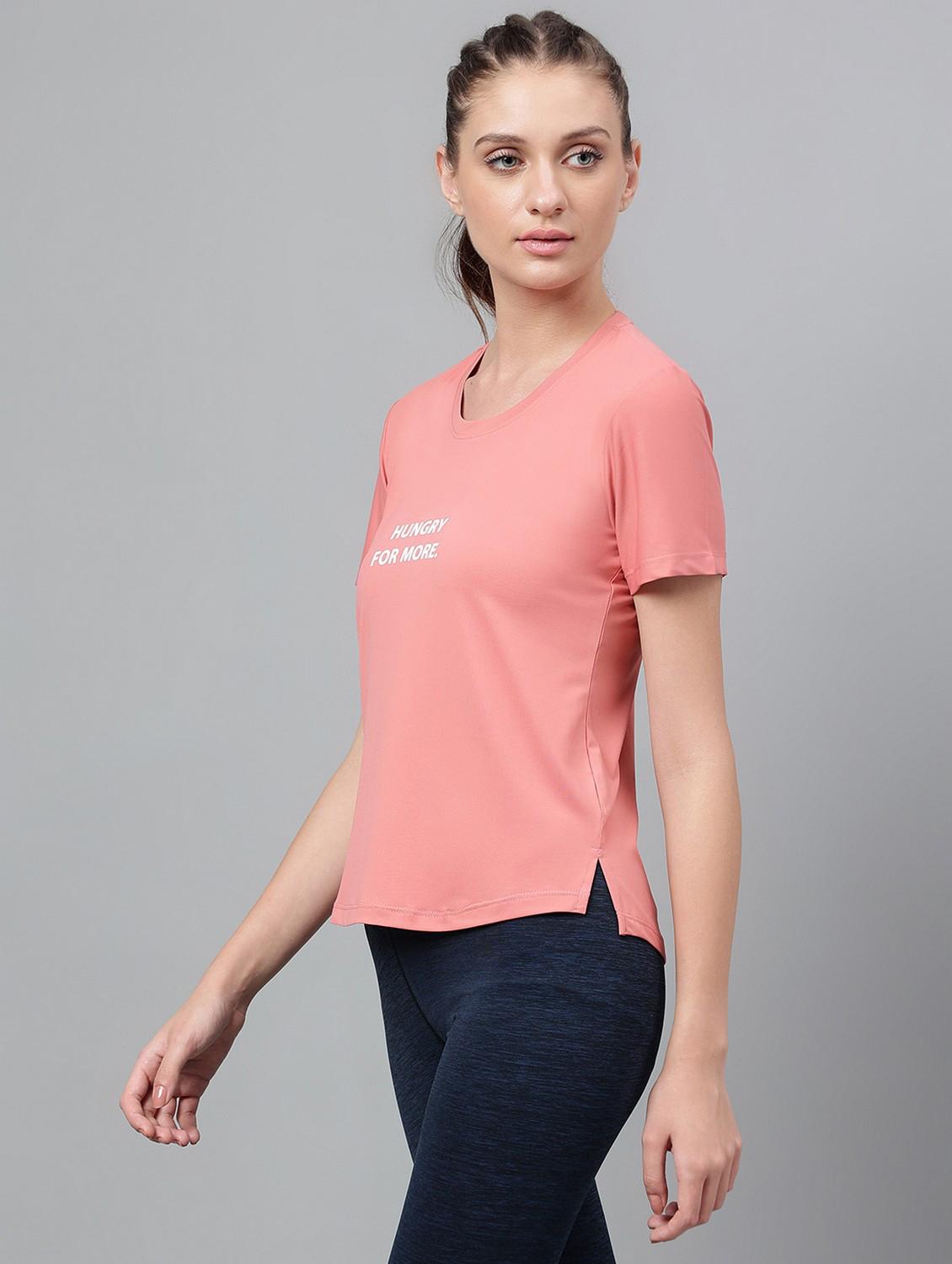 women pink typographic round neck t-shirt - 21762587 -  Standard Image - 1