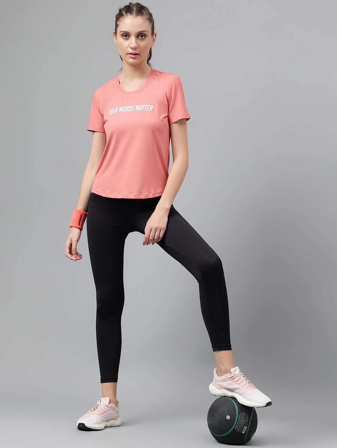 women pink typographic round neck t-shirt - 21762589 -  Standard Image - 4