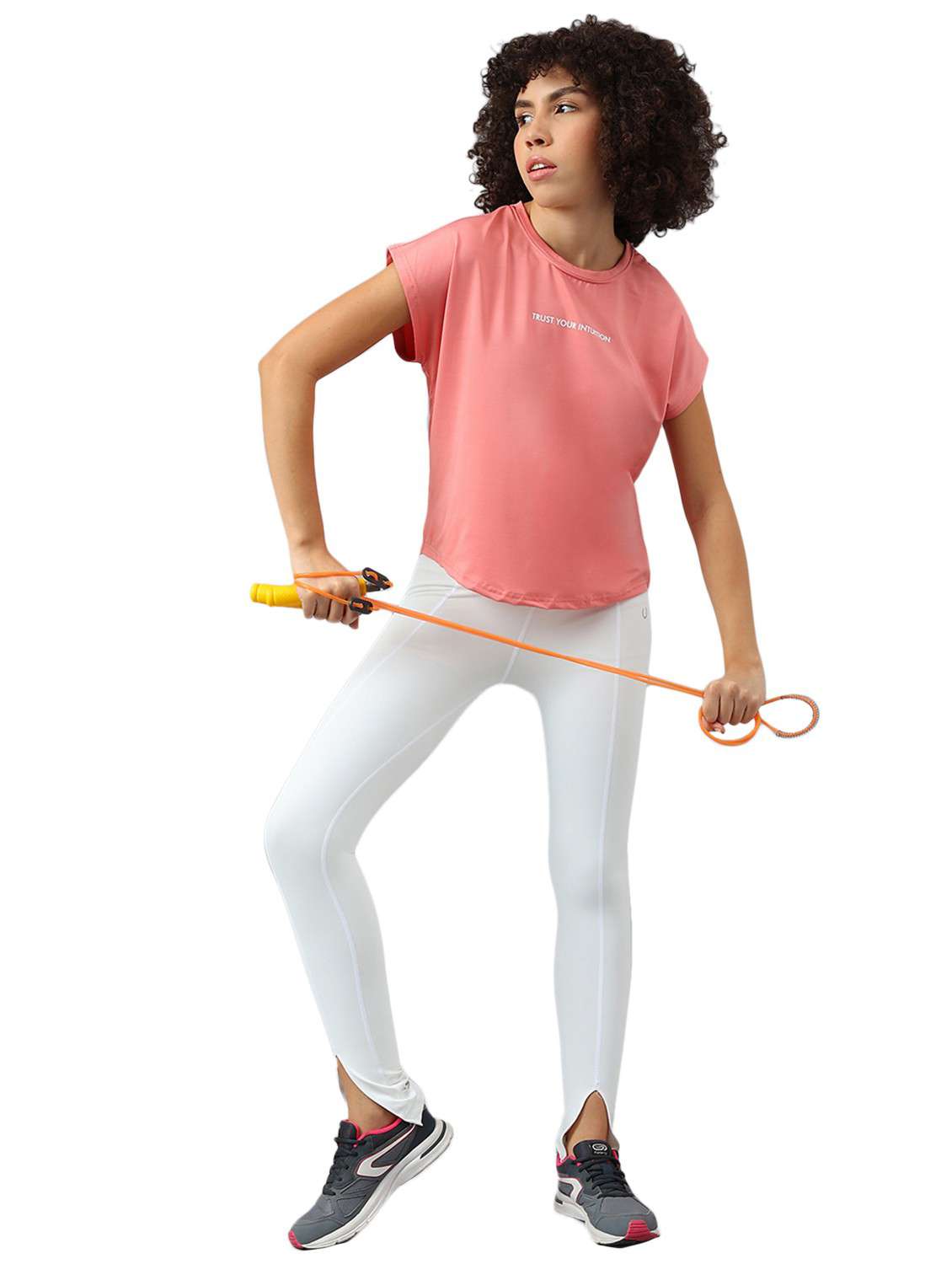 women pink typographic round neck t-shirt - 21762655 -  Standard Image - 4