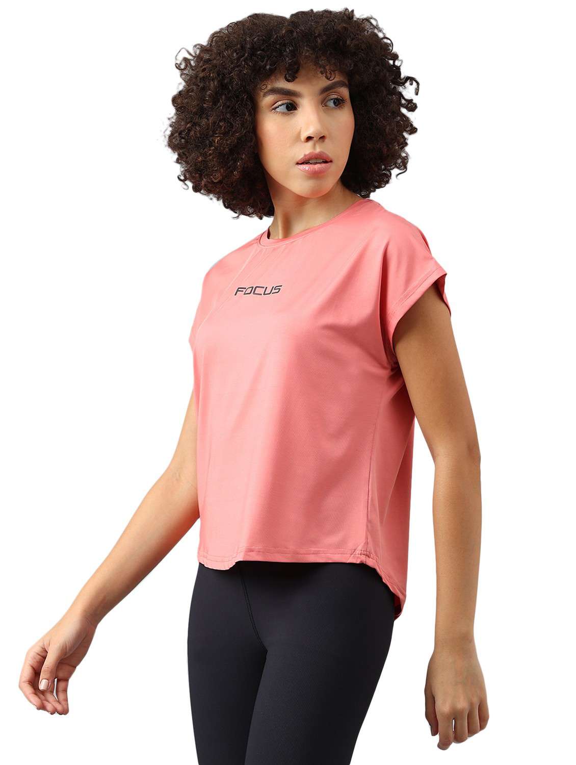 women pink typographic round neck t-shirt - 21762656 -  Standard Image - 1