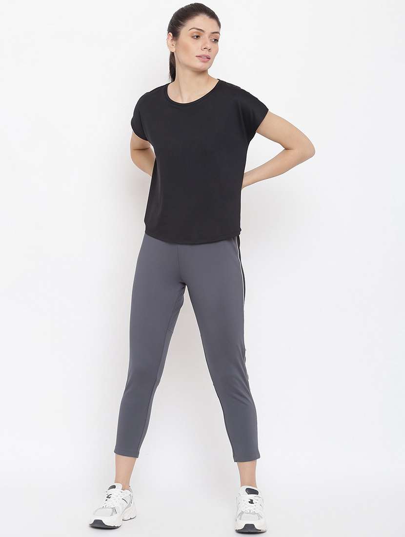 women solid round neck dri-fit high t-shirt - 21762665 - Standard Image - 4