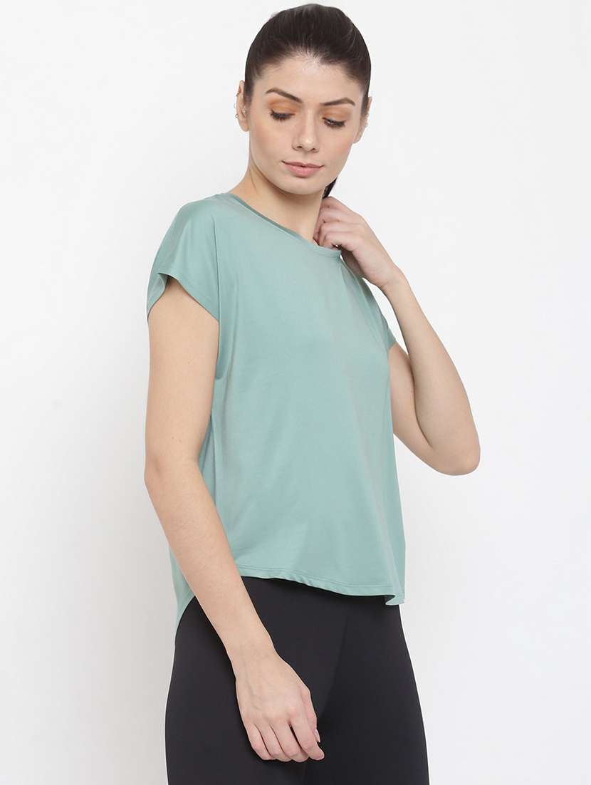 women printed round neck dri-fit sports t-shirt - 21762666 - Standard Image - 1