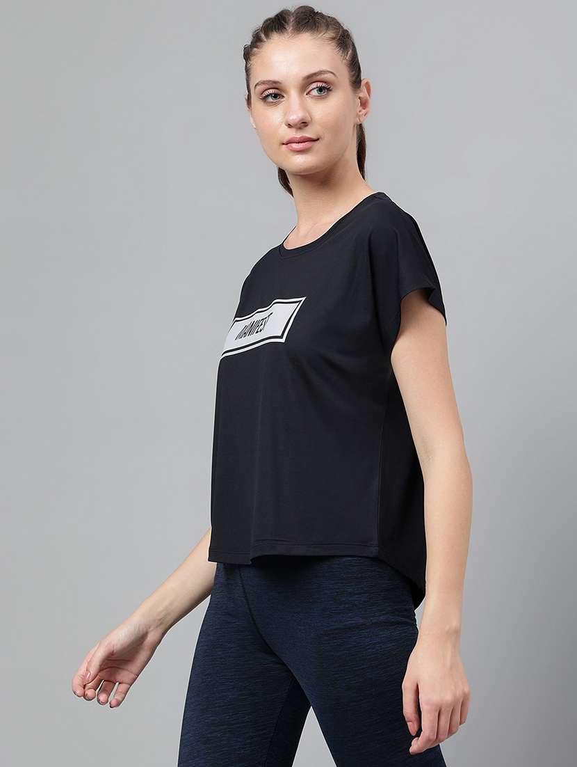 women round neck typographic printed sports t-shirt - 21762668 -  Standard Image - 1