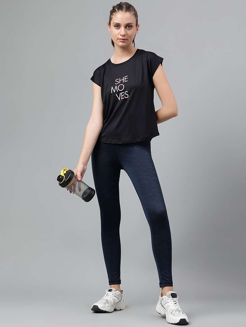 women printed round neck dri-fit sports t-shirt - 21762669 -  Standard Image - 4