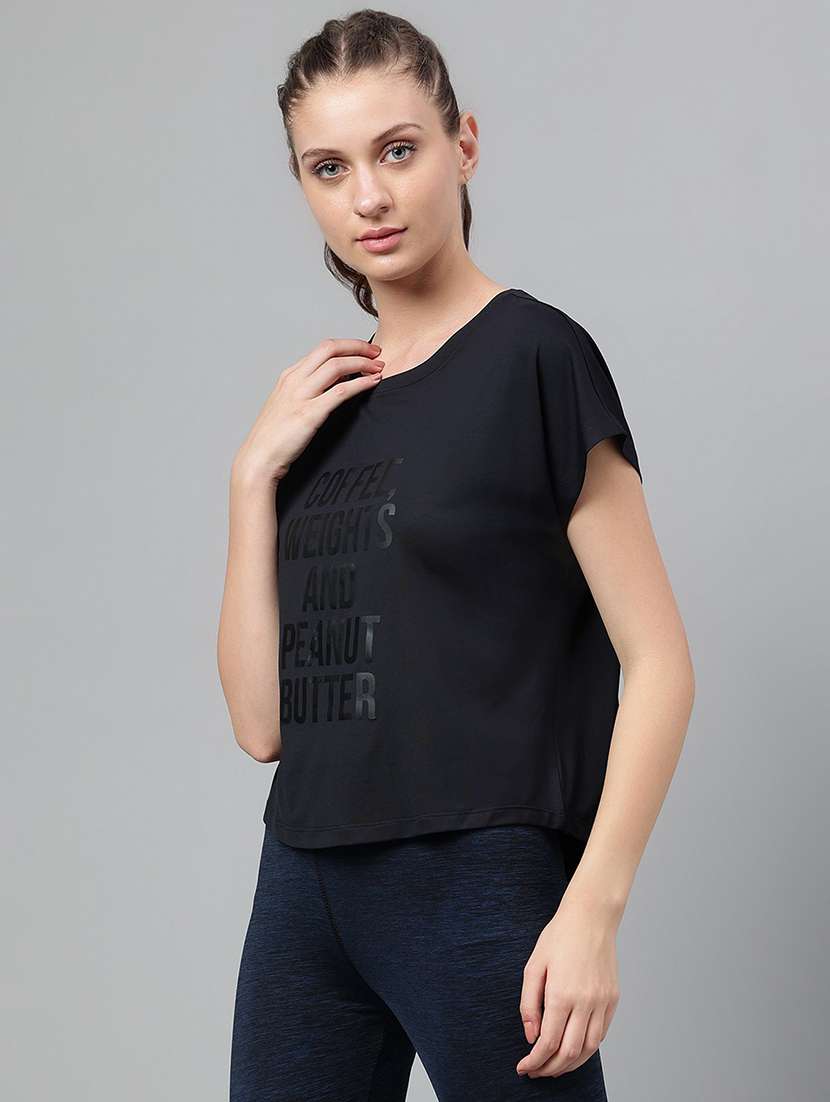 women printed round neck dri-fit sports t-shirt - 21762673 -  Standard Image - 1