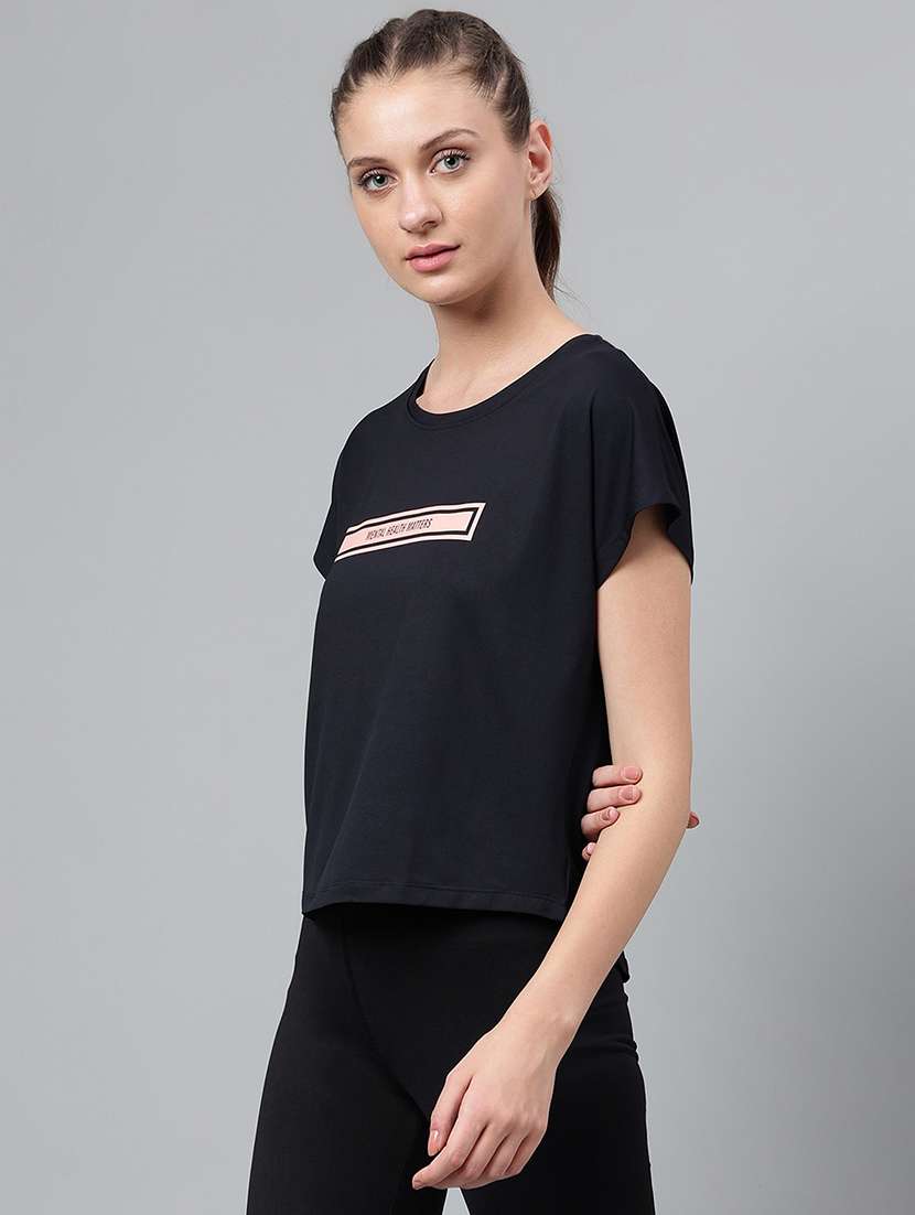 women printed round neck dri-fit sports t-shirt - 21762677 -  Standard Image - 1