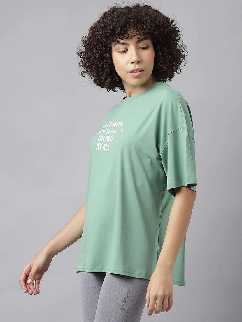 women printed round neck dri-fit sports t-shirt - 21762683 -  Standard Image - 1