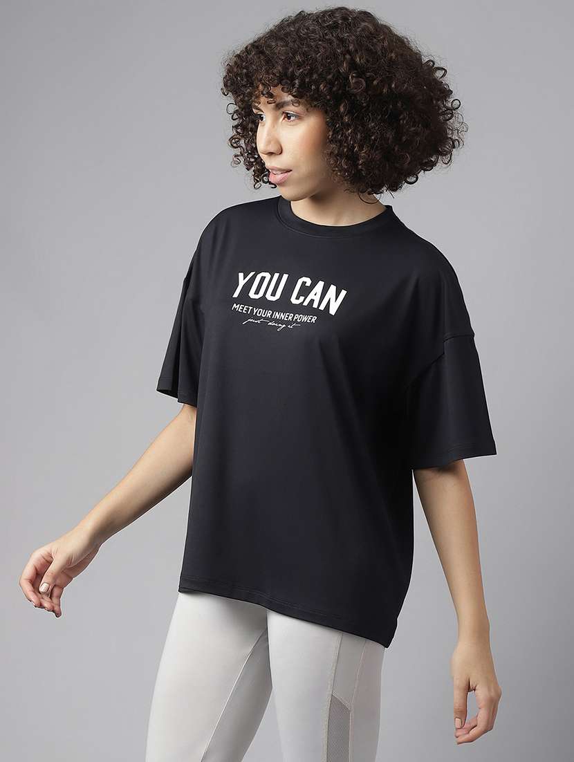 women printed round neck dri-fit sports t-shirt - 21762684 -  Standard Image - 1