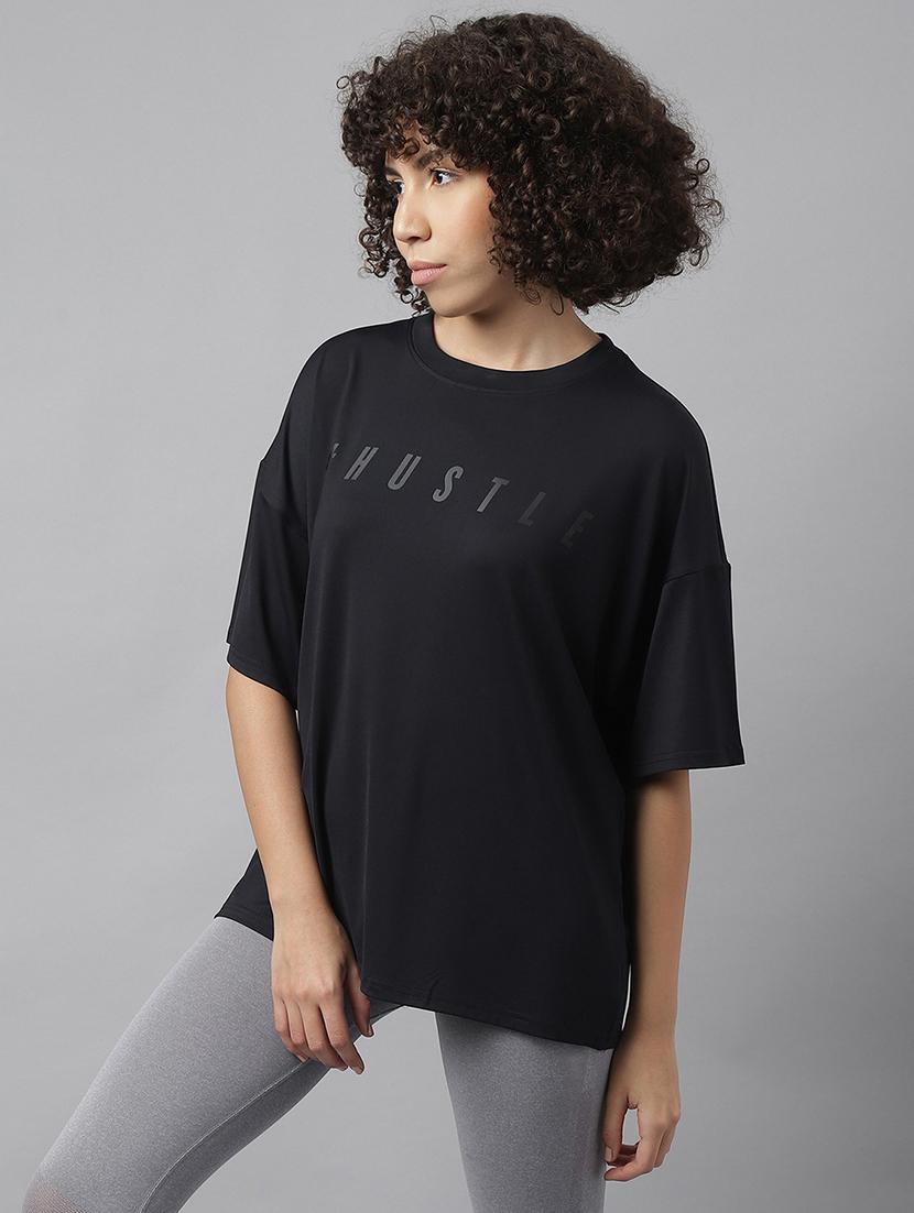 women round neck typographic print sports t-shirt - 21762685 - Standard Image - 1