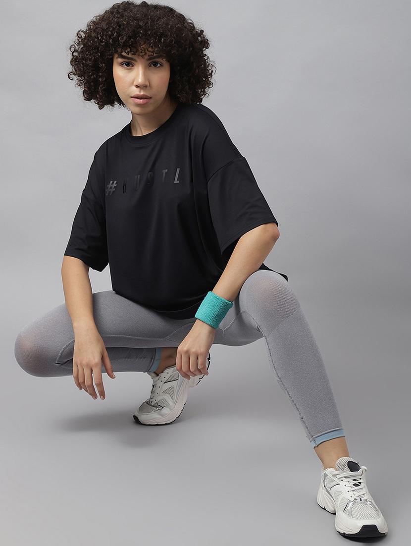 women round neck typographic print sports t-shirt - 21762685 - Standard Image - 4