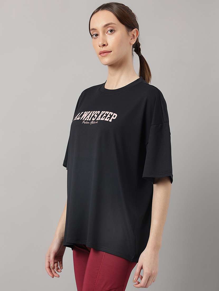 women printed round neck dri-fit sports t-shirt - 21762688 -  Standard Image - 1