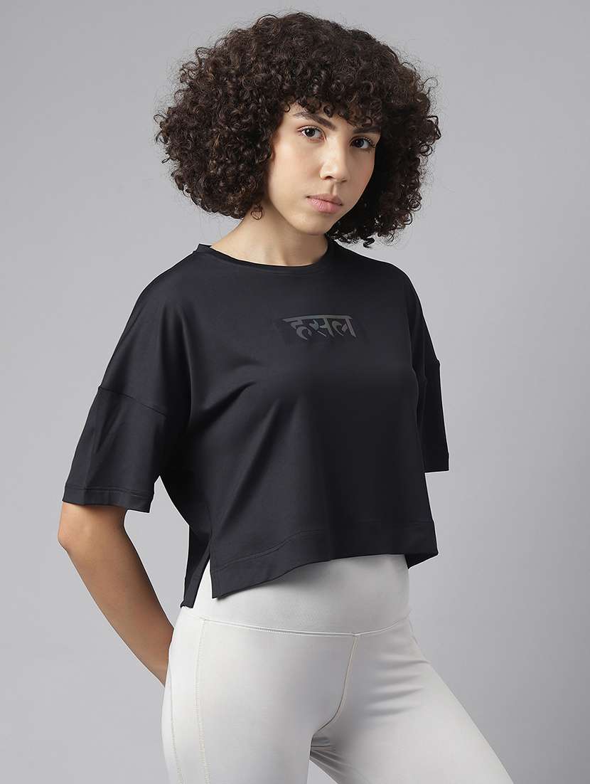 women printed dri-fit crop sports t-shirt - 21762692 -  Standard Image - 1